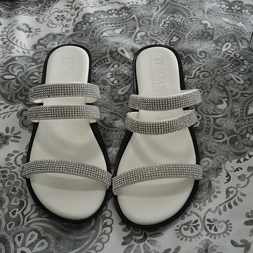White Rhinestone sandals
